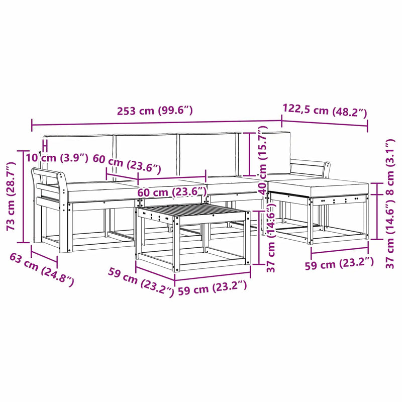 Outdoor Sofa Set with Cushion 6 pcs Natural and Anthracite