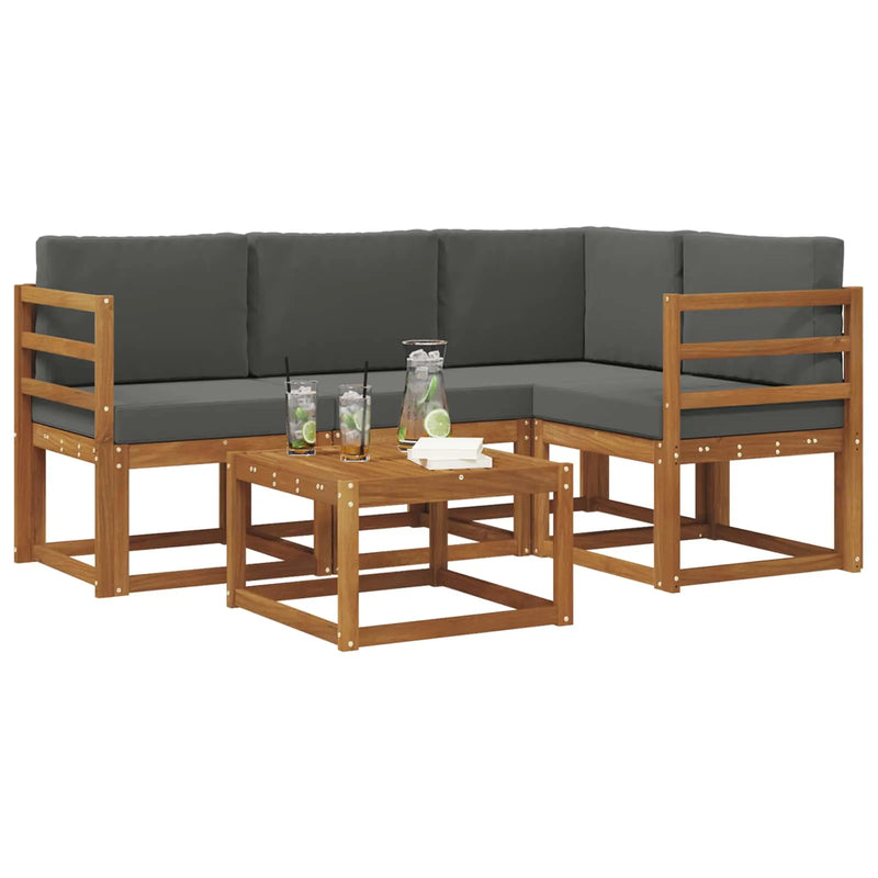 Outdoor Sofa Set 5 pcs Natural and Anthracite