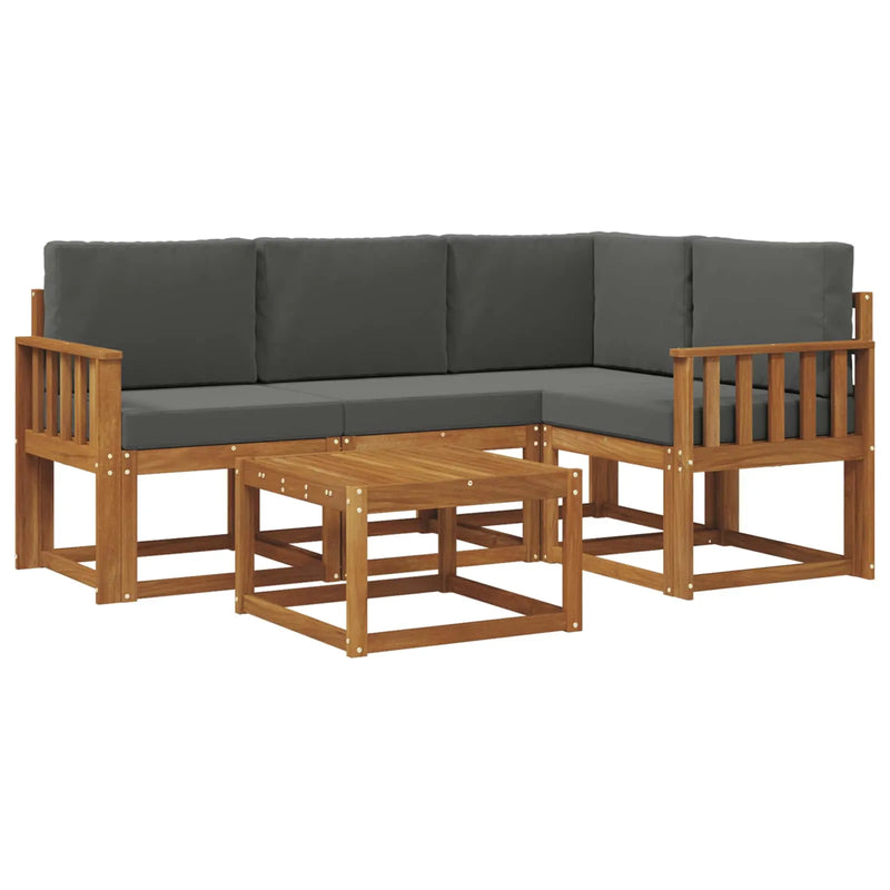 Outdoor Sofa Set 5 pcs Natural and Anthracite