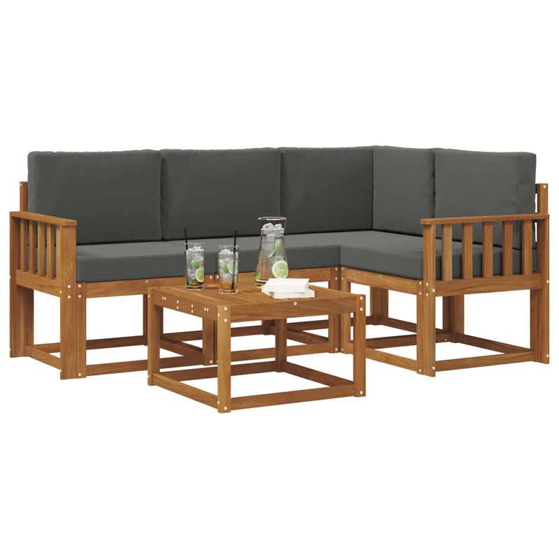 Outdoor Sofa Set 5 pcs Natural and Anthracite