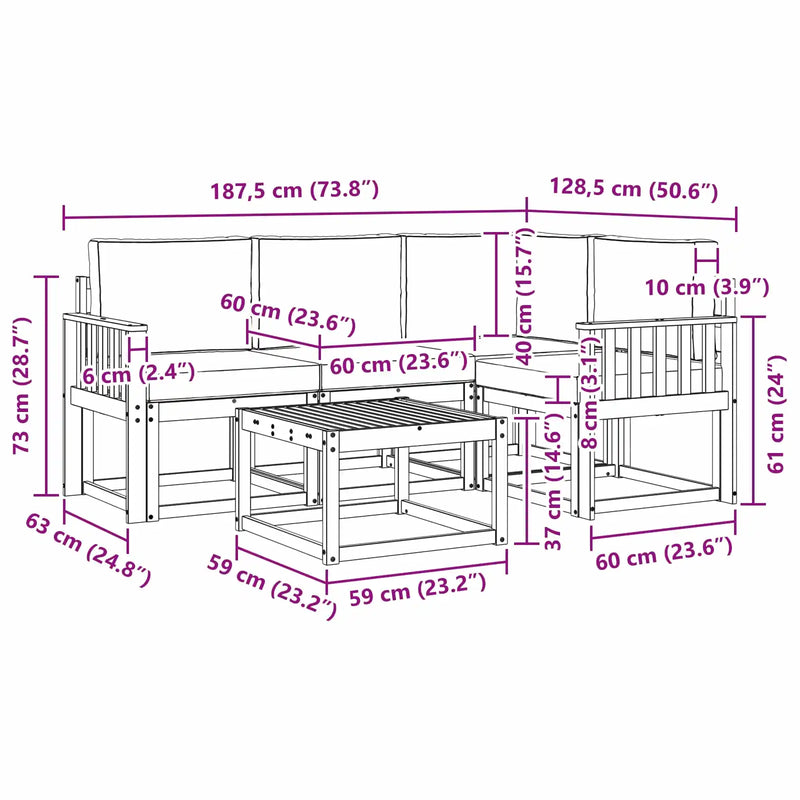 Outdoor Sofa Set 5 pcs Natural and Anthracite