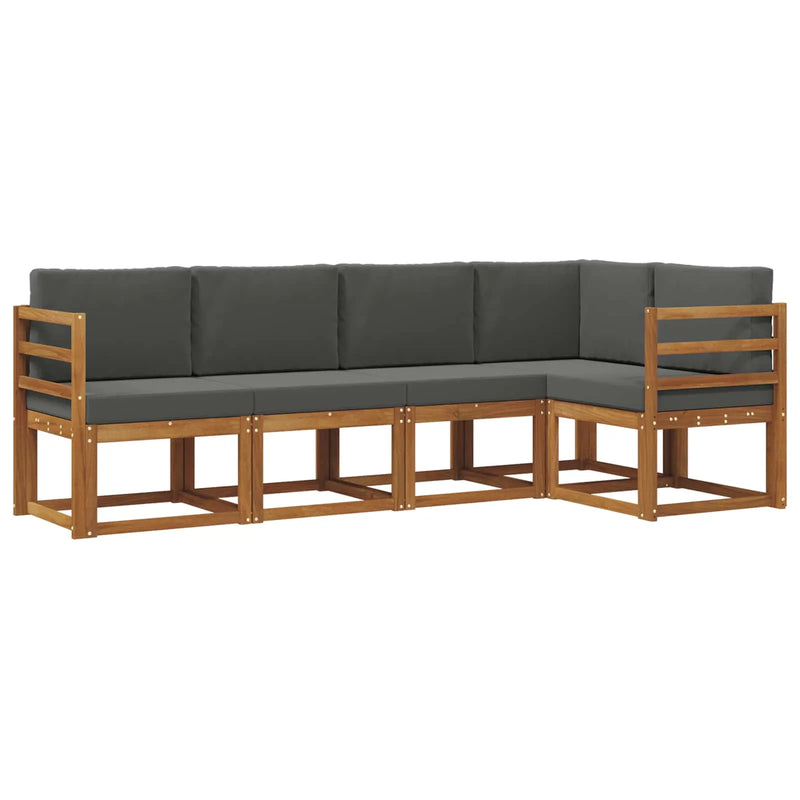 Outdoor Sofa Set with Cushion 5 pcs Natural and Anthracite