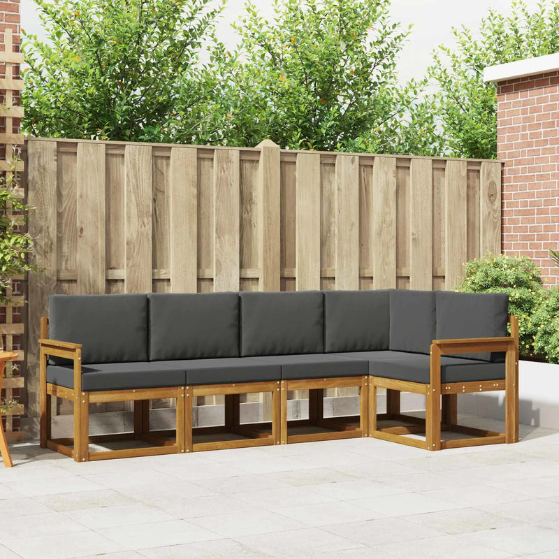 Outdoor Sofa Set with Cushion 5 pcs Natural and Anthracite