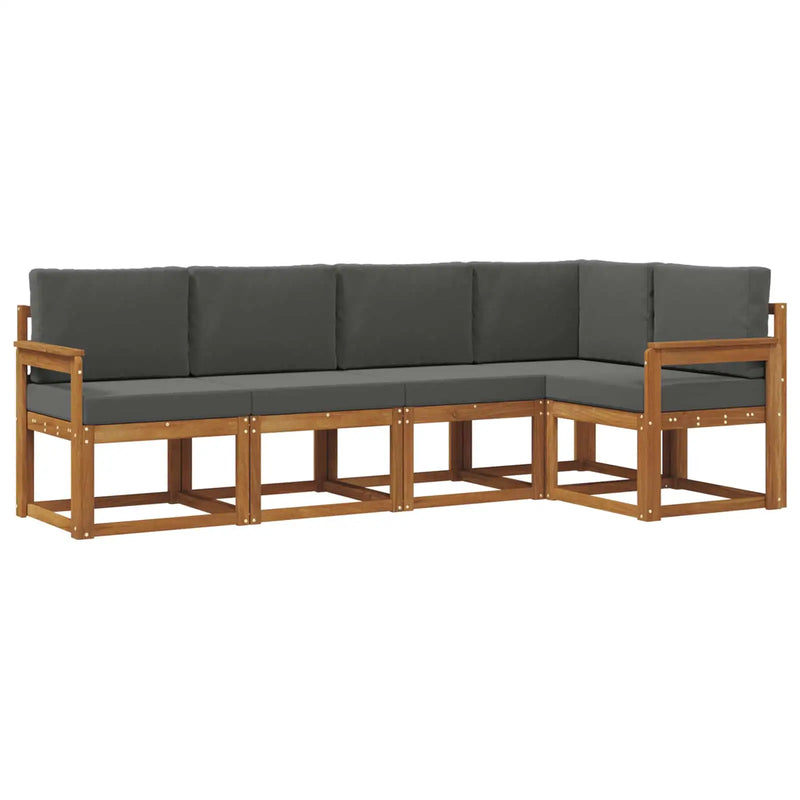 Outdoor Sofa Set with Cushion 5 pcs Natural and Anthracite