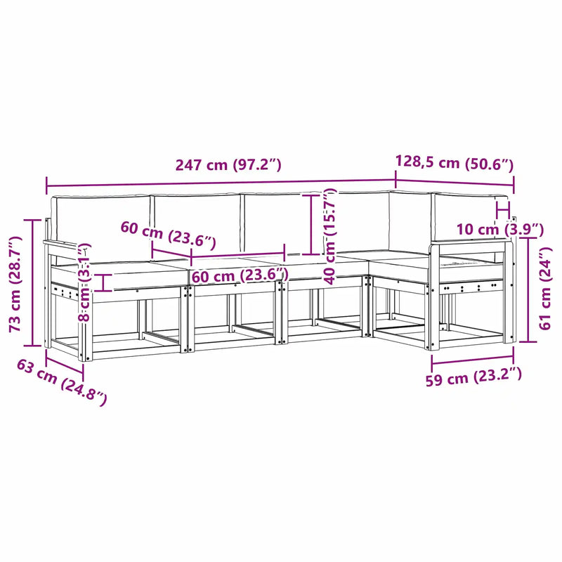 Outdoor Sofa Set with Cushion 5 pcs Natural and Anthracite