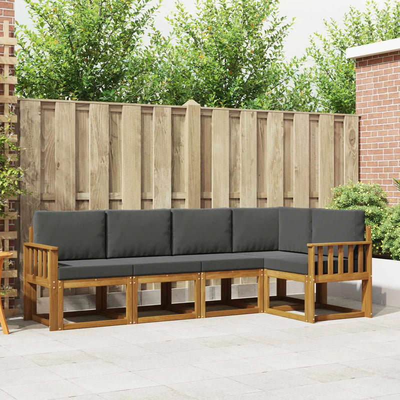 Outdoor Sofa Set with Cushion 5 pcs Natural and Anthracite