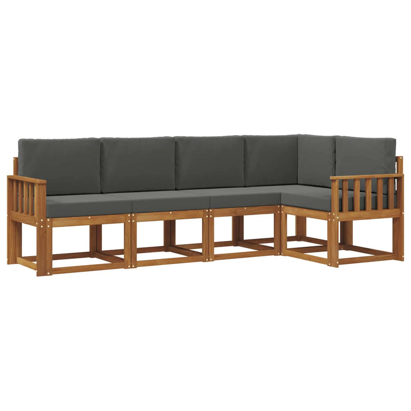 Outdoor Sofa Set with Cushion 5 pcs Natural and Anthracite