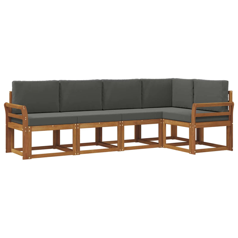 Outdoor Sofa Set with Cushion 5 pcs Natural and Anthracite