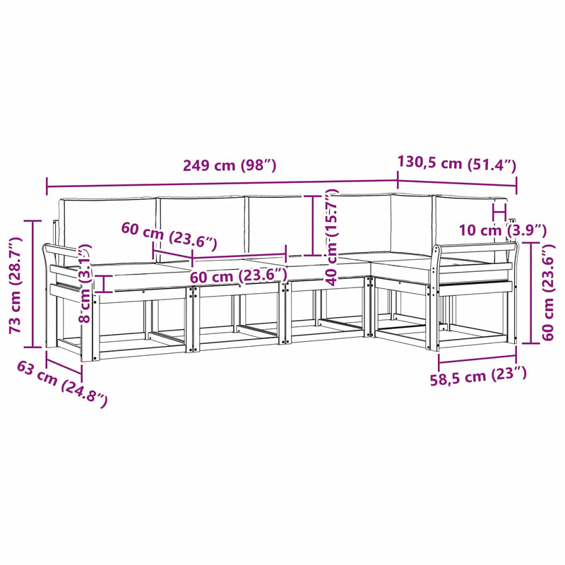 Outdoor Sofa Set with Cushion 5 pcs Natural and Anthracite