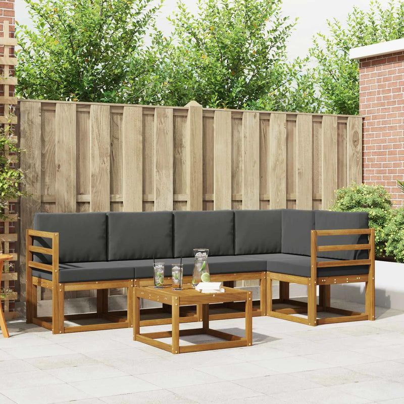 Outdoor Sofa Set with Cushion 6 pcs Natural and Anthracite