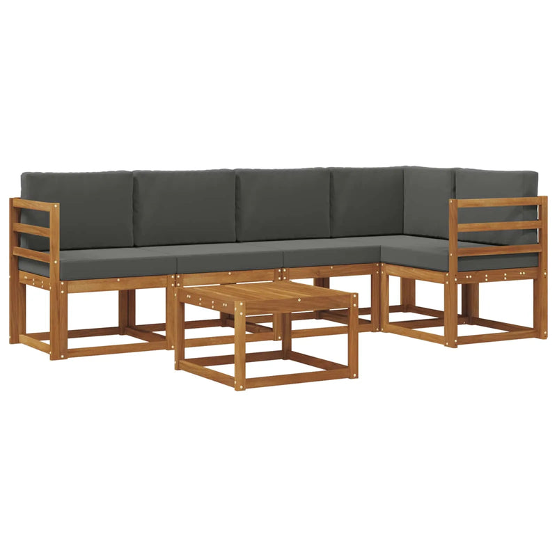 Outdoor Sofa Set with Cushion 6 pcs Natural and Anthracite