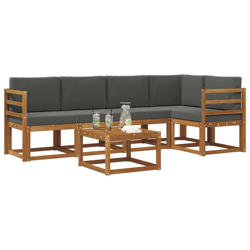 Outdoor Sofa Set with Cushion 6 pcs Natural and Anthracite