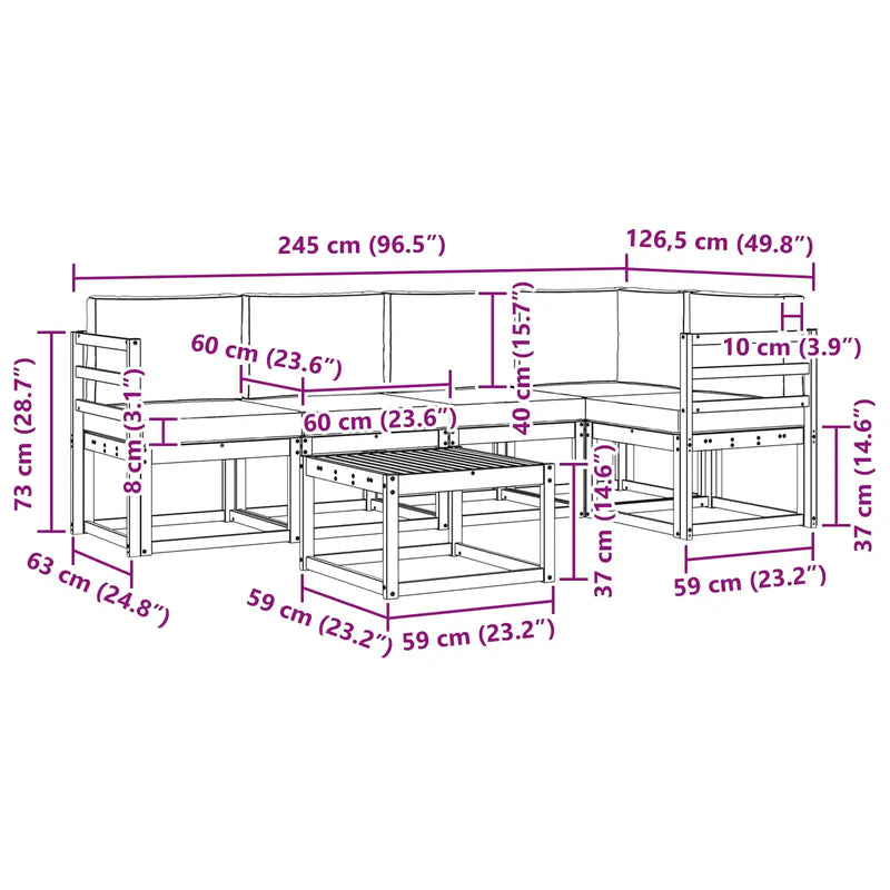 Outdoor Sofa Set with Cushion 6 pcs Natural and Anthracite