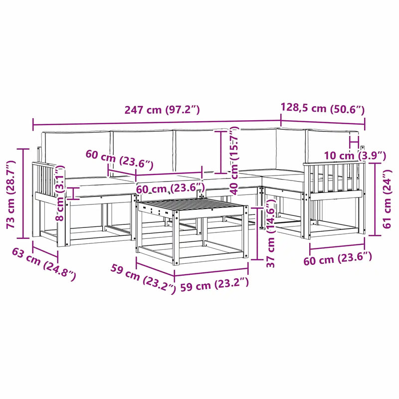 Outdoor Sofa Set with Cushion 6 pcs Natural and Anthracite
