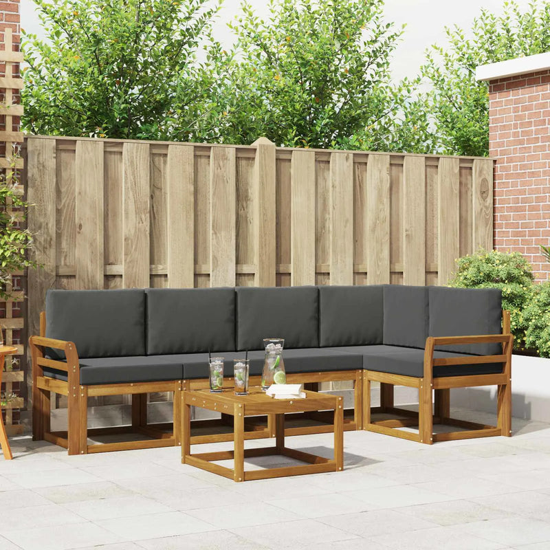Outdoor Sofa Set with Cushion 6 pcs Natural and Anthracite