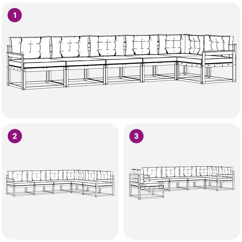 Outdoor Sofa Set 6 pcs Natural and Anthracite