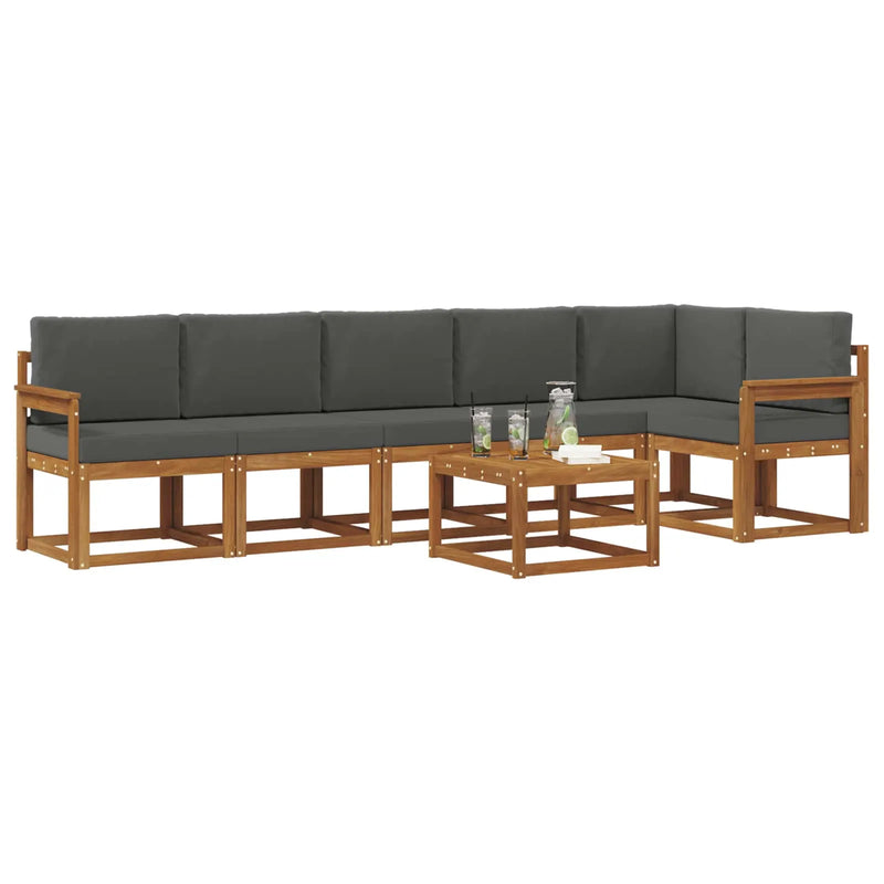 Outdoor Sofa Set with Cushion 7 pcs Natural and Anthracite