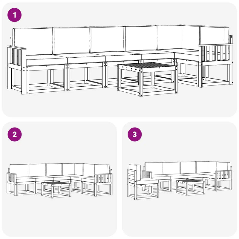 Outdoor Sofa Set with Cushion 7 pcs Natural and Anthracite