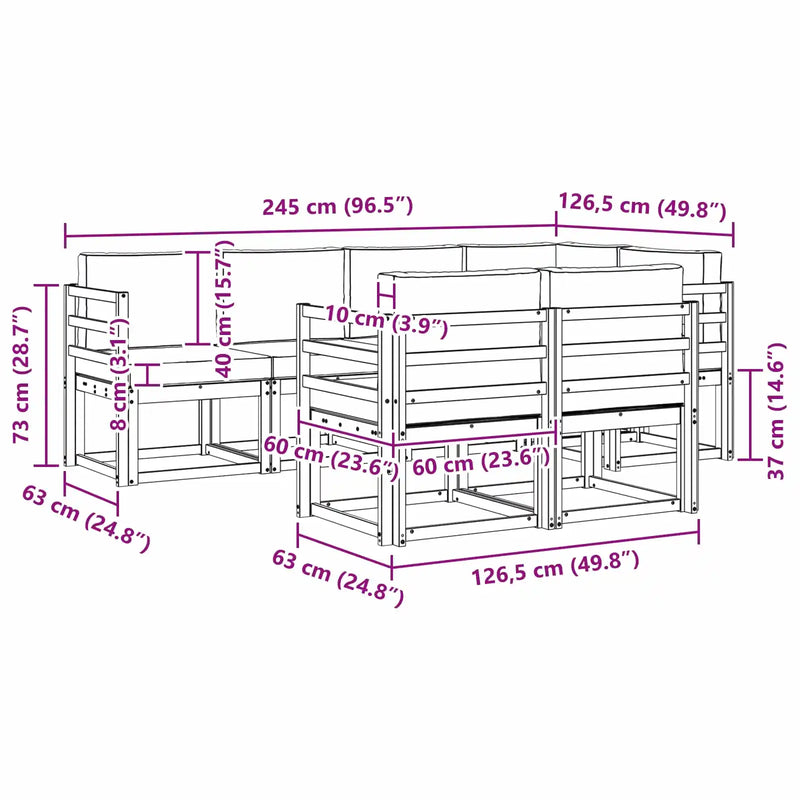 Outdoor Sofa Set with Cushion 7 pcs Natural and Anthracite