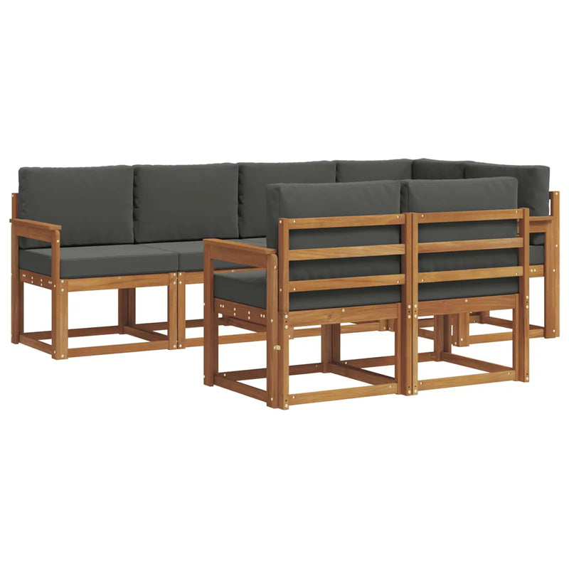 Outdoor Sofa Set with Cushion 7 pcs Natural and Anthracite