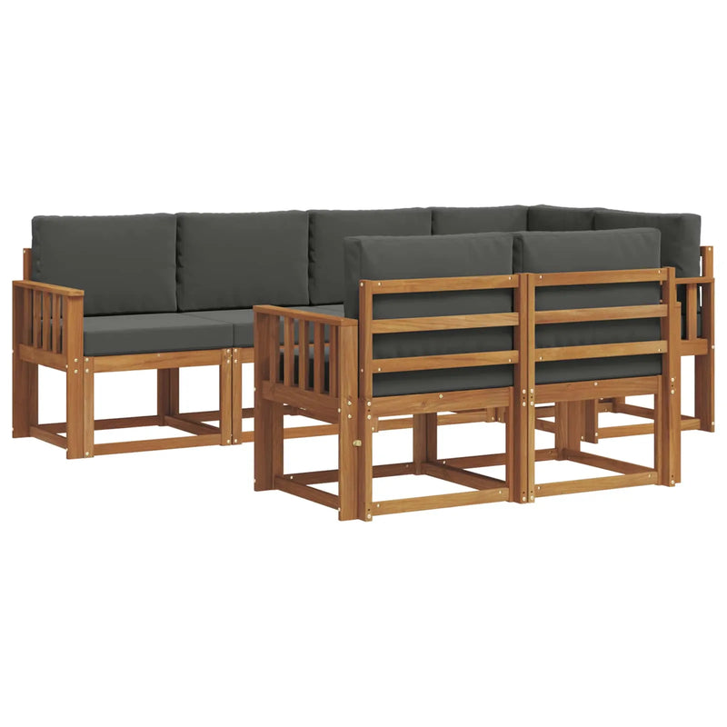 Outdoor Sofa Set with Cushion 7 pcs Natural and Anthracite