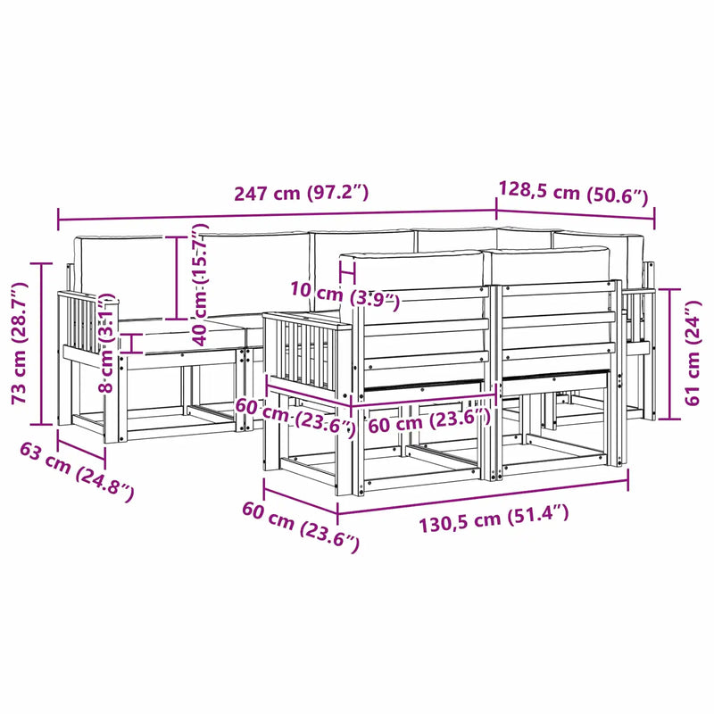Outdoor Sofa Set with Cushion 7 pcs Natural and Anthracite