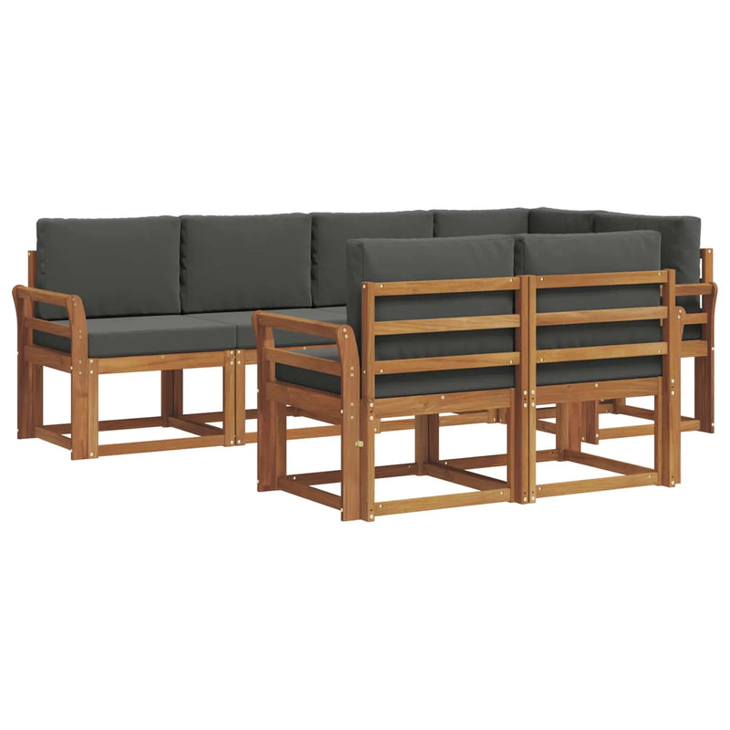 Outdoor Sofa Set with Cushion 7 pcs Natural and Anthracite