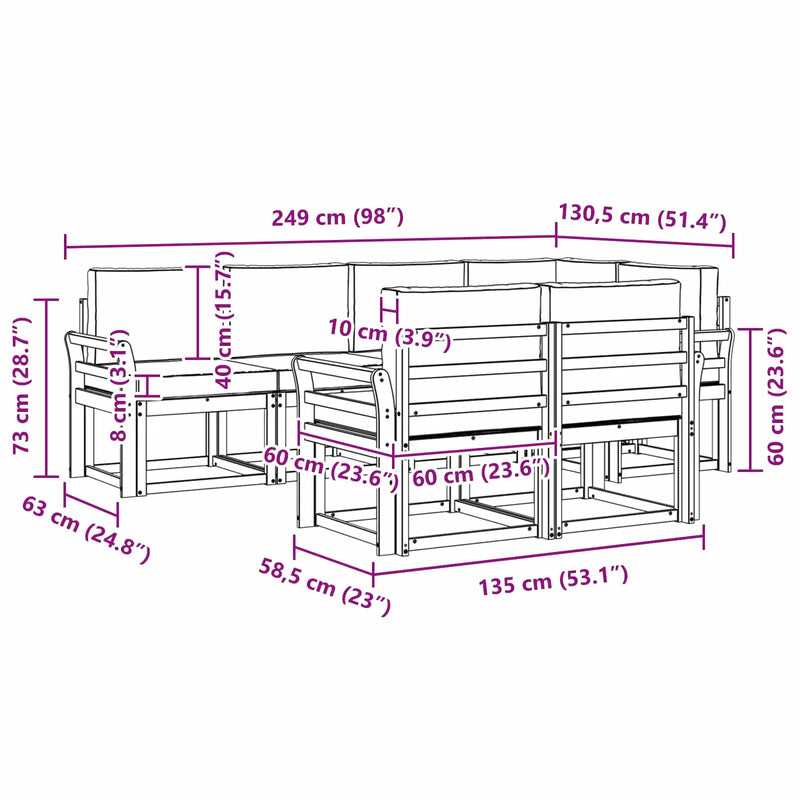 Outdoor Sofa Set with Cushion 7 pcs Natural and Anthracite