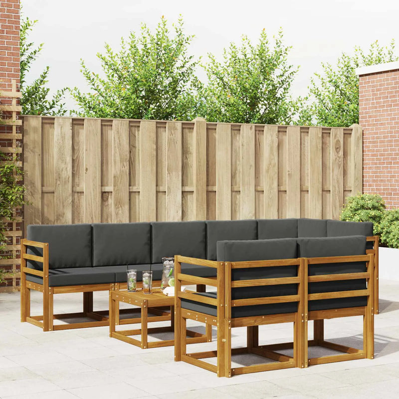 Outdoor Sofa Set 9 pcs Natural and Anthracite