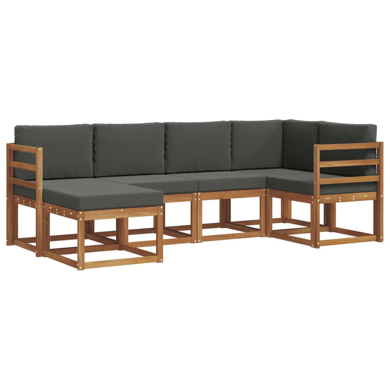 Outdoor Sofa Set with Cushion 6 pcs Natural and Anthracite