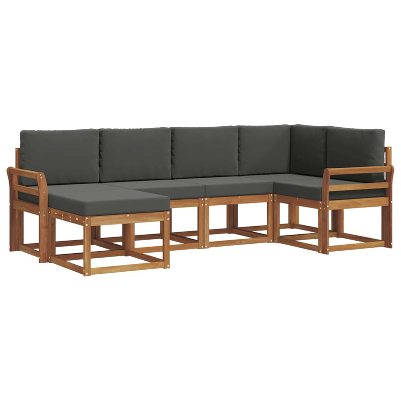 Outdoor Sofa Set with Cushion 6 pcs Natural and Anthracite