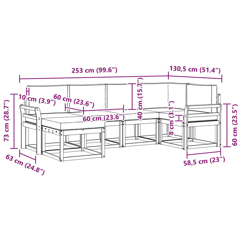Outdoor Sofa Set with Cushion 6 pcs Natural and Anthracite