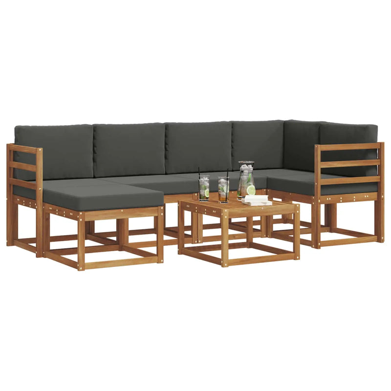Outdoor Sofa Set with Cushion 7 pcs Natural and Anthracite