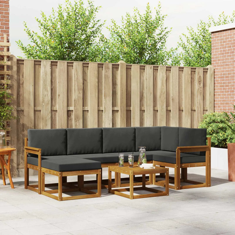 Outdoor Sofa Set with Cushion 7 pcs Natural and Anthracite
