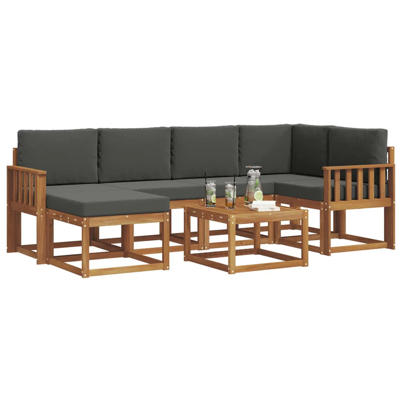 Outdoor Sofa Set with Cushion 7 pcs Natural and Anthracite