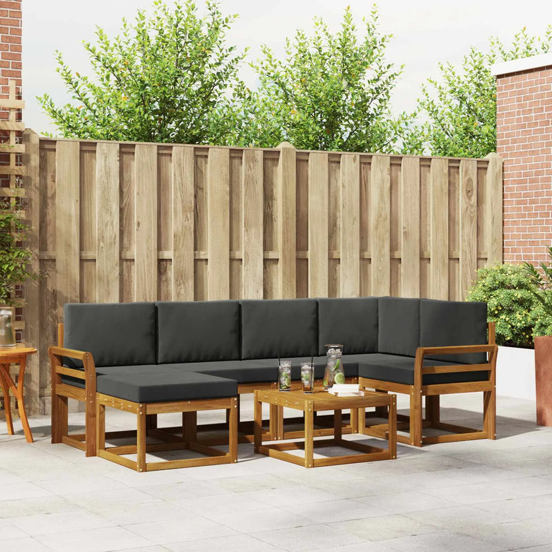 Outdoor Sofa Set with Cushion 7 pcs Natural and Anthracite
