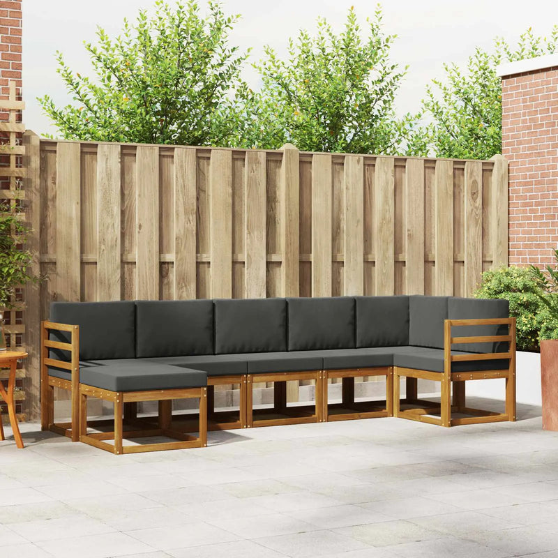Outdoor Sofa Set with Cushion 7 pcs Natural and Anthracite
