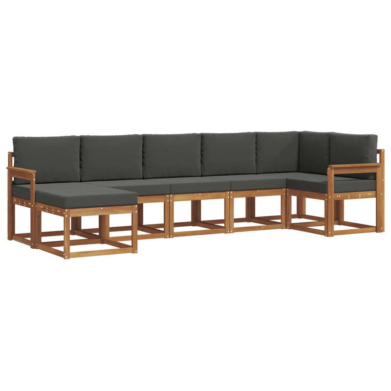 Outdoor Sofa Set with Cushion 7 pcs Natural and Anthracite