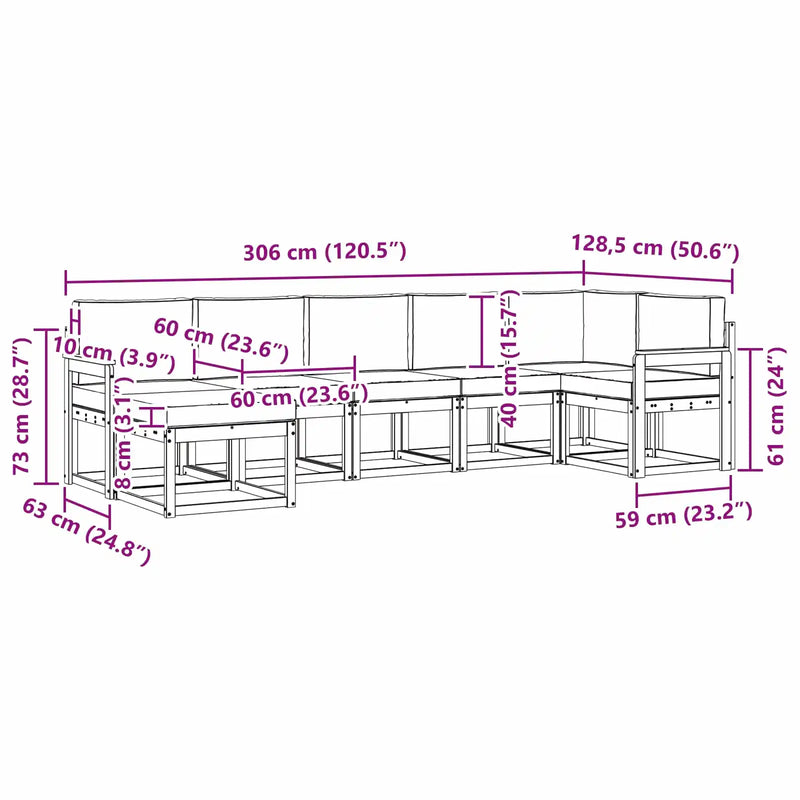 Outdoor Sofa Set with Cushion 7 pcs Natural and Anthracite