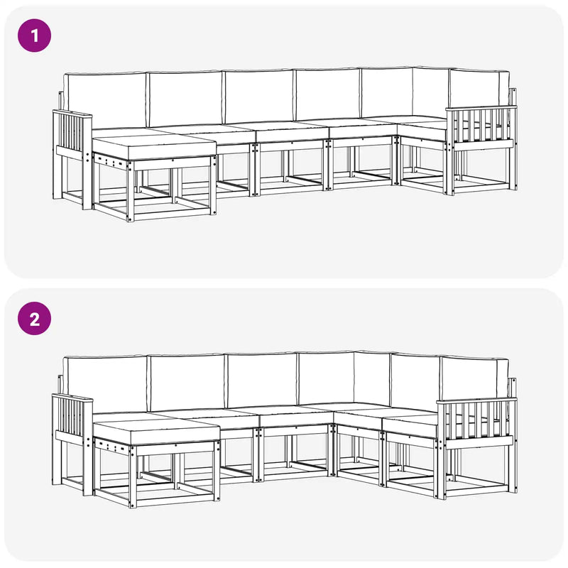 Outdoor Sofa Set with Cushion 7 pcs Natural and Anthracite