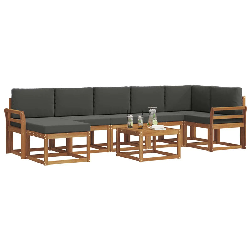 Outdoor Sofa Set with Cushion 8 pcs Natural and Anthracite