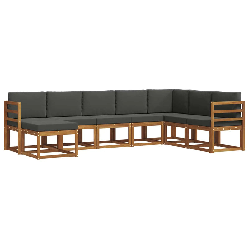 Outdoor Sofa Set with Cushion 8 pcs Natural and Anthracite