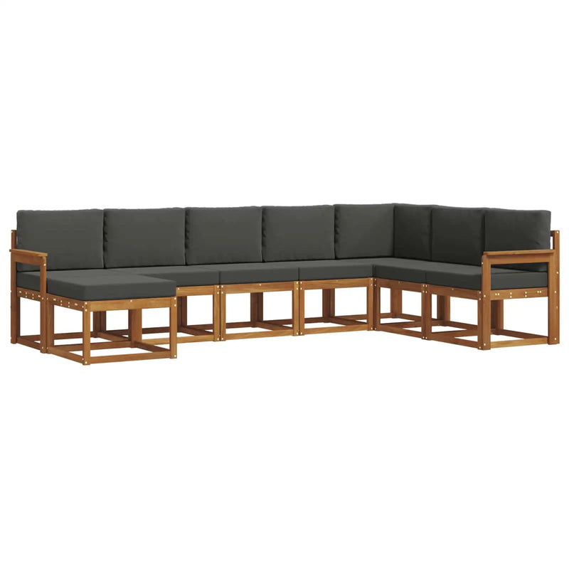 Outdoor Sofa Set with Cushion 8 pcs Natural and Anthracite
