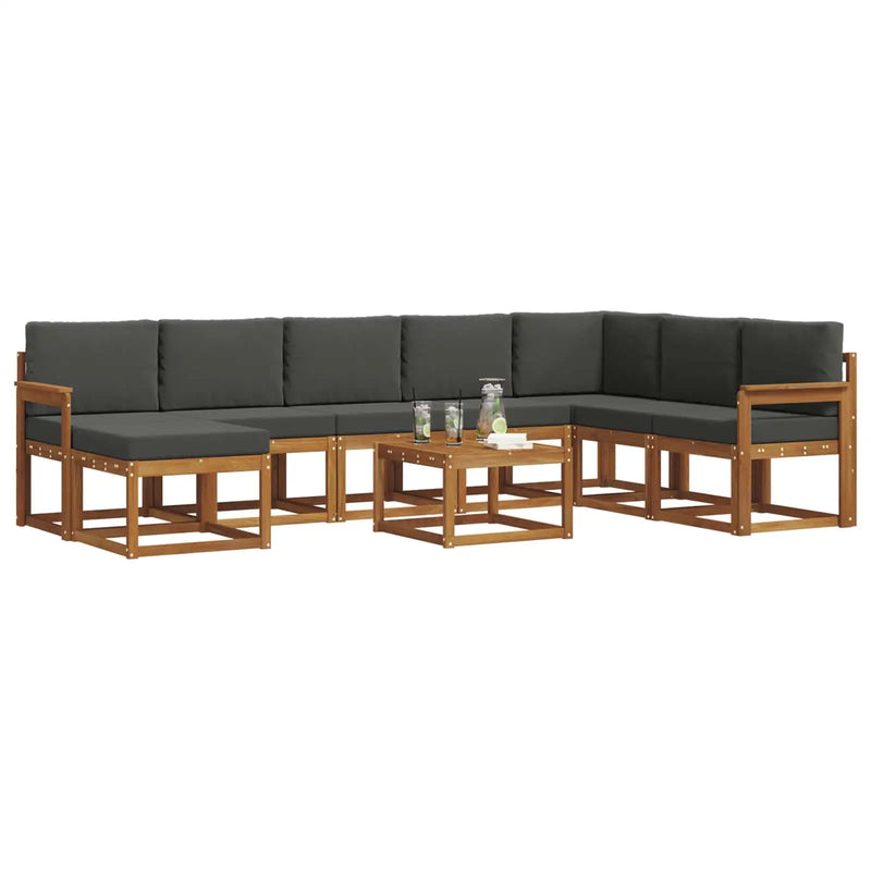 Outdoor Sofa Set with Cushion 9 pcs Natural and Anthracite