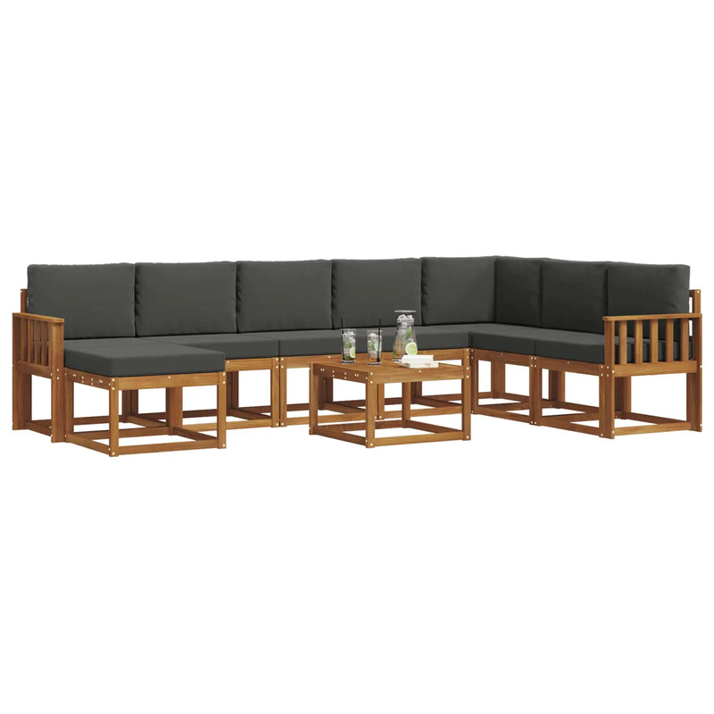 Outdoor Sofa Set with Cushion 9 pcs Natural and Anthracite