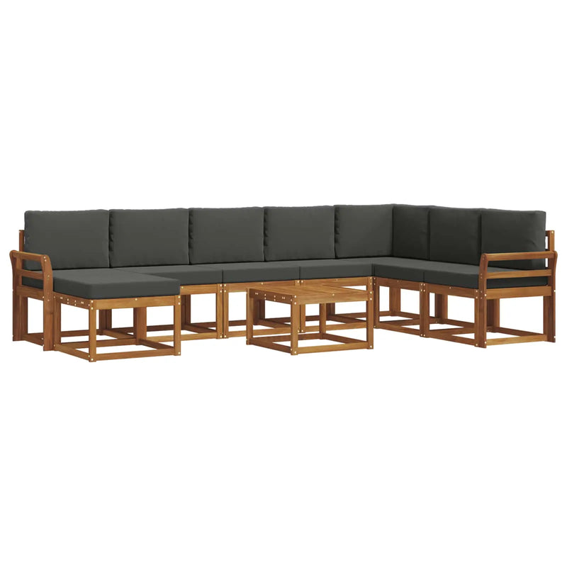 Outdoor Sofa Set with Cushion 9 pcs Natural and Anthracite
