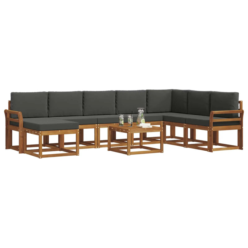 Outdoor Sofa Set with Cushion 9 pcs Natural and Anthracite