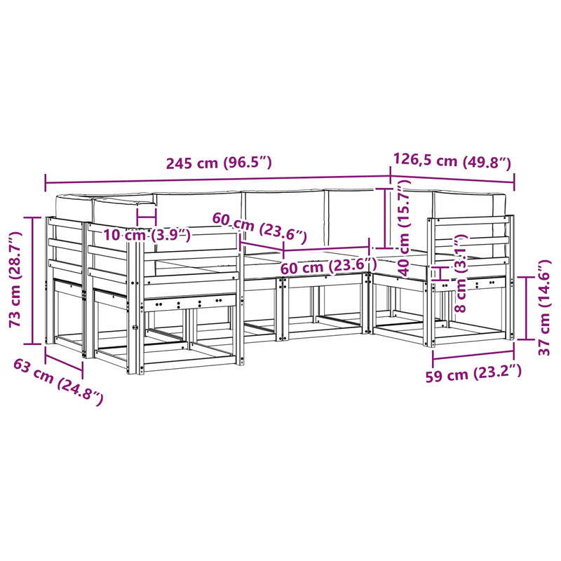 Outdoor Sofa Set 6 pcs Natural and Anthracite