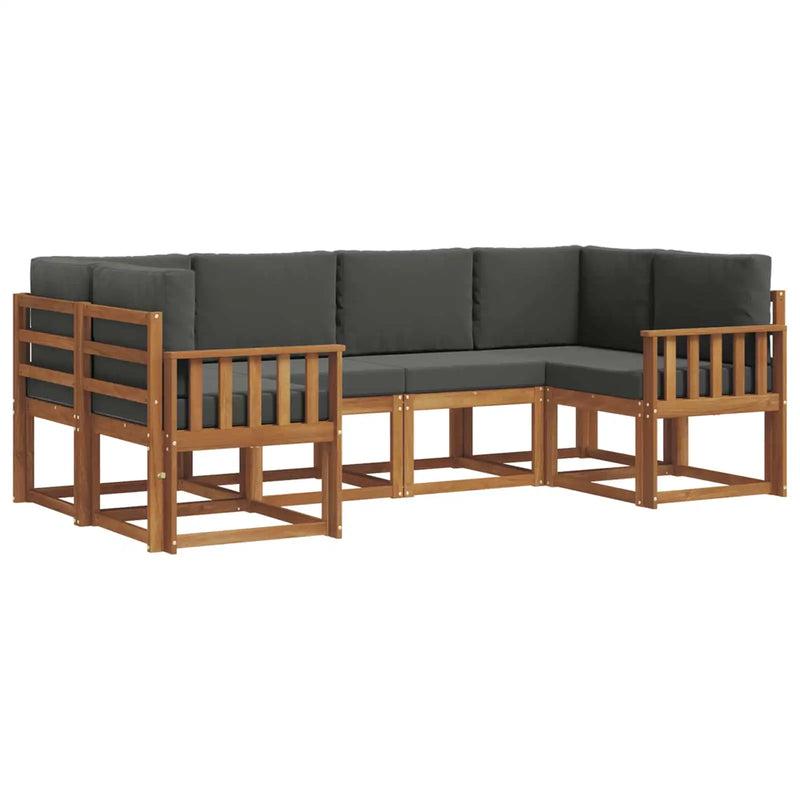 Outdoor Sofa Set 6 pcs Natural and Anthracite
