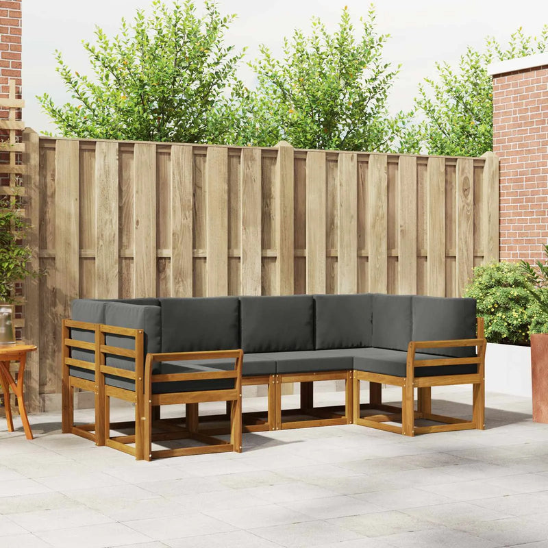 Outdoor Sofa Set 6 pcs Natural and Anthracite